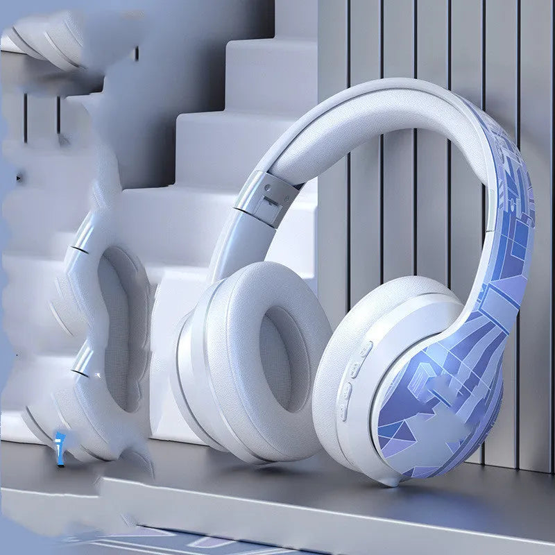 Wireless Bluetooth headphone in head-mounted e-sports style with noise reduction, NFC, and low latency, available in multiple colours
