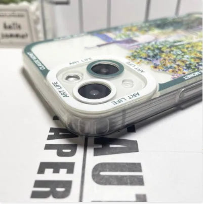 Creative oil painting anti drop phone case for iPhone X and XS, five colour styles on a white background