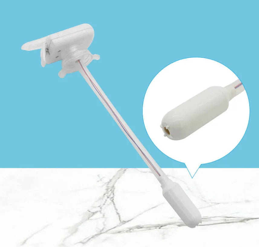 Electric beverage pump with blue silicone straws and a white press handle on a table.