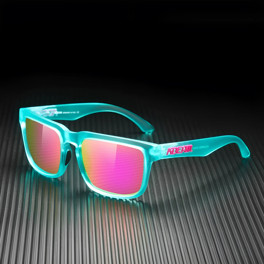 Square frame polarised sunglasses with TAC lenses and PC frame in multiple colour options
