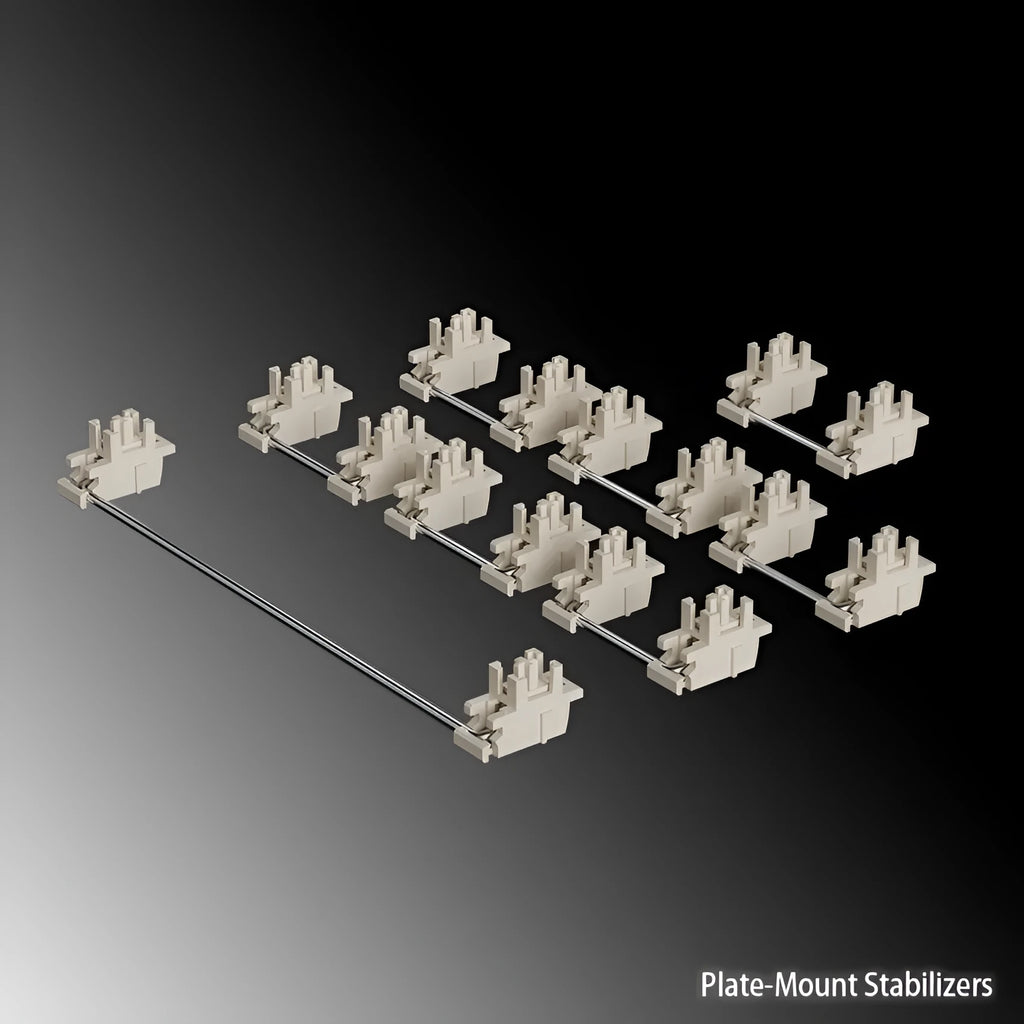 Keyboard stabiliser shaft accessories in black and white colours for 6.25U and 7U mechanical keyboards