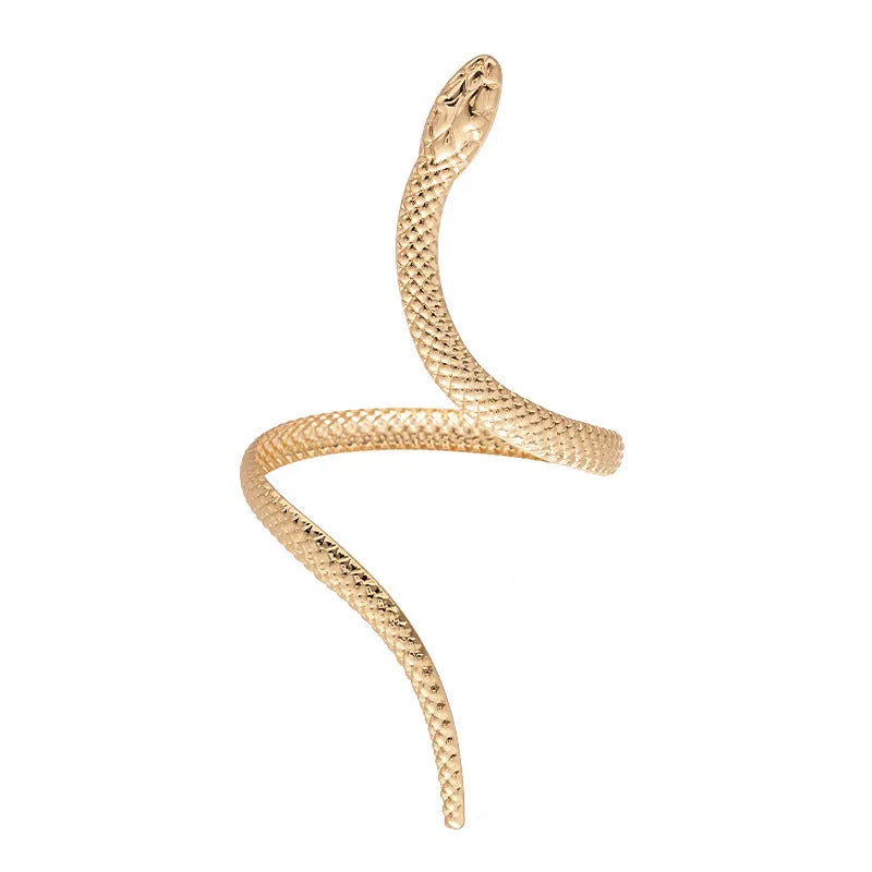 Exaggerated twisted winding simulated snake ring bracelet set in gold or silver colour