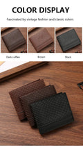 Snakeskin pattern men's short wallet in PU leather with card slots and coin pocket, black colour, front view