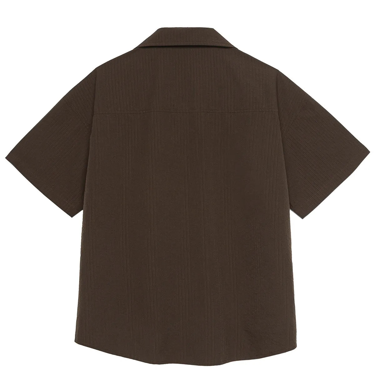 Men's brown striped quick-drying outdoor shirt with Cuban collar for hiking and camping