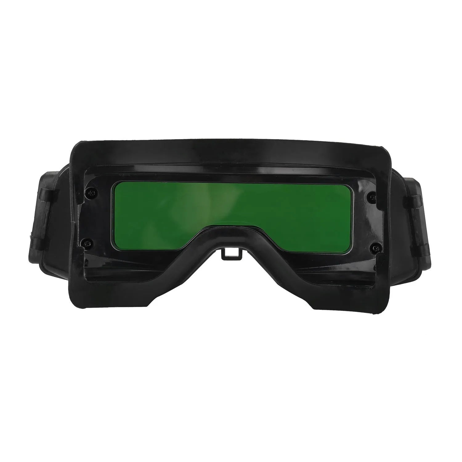 Black automatic darkening welding mask with a large rectangular lens for arc welding protection.