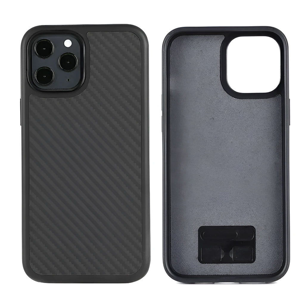 Black wooden iPhone case with TPU and Kevlar construction for waterproof protection