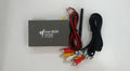 Black car Wi-Fi mirror box with AV converter, power cable, antenna and connection cables for smartphone integration