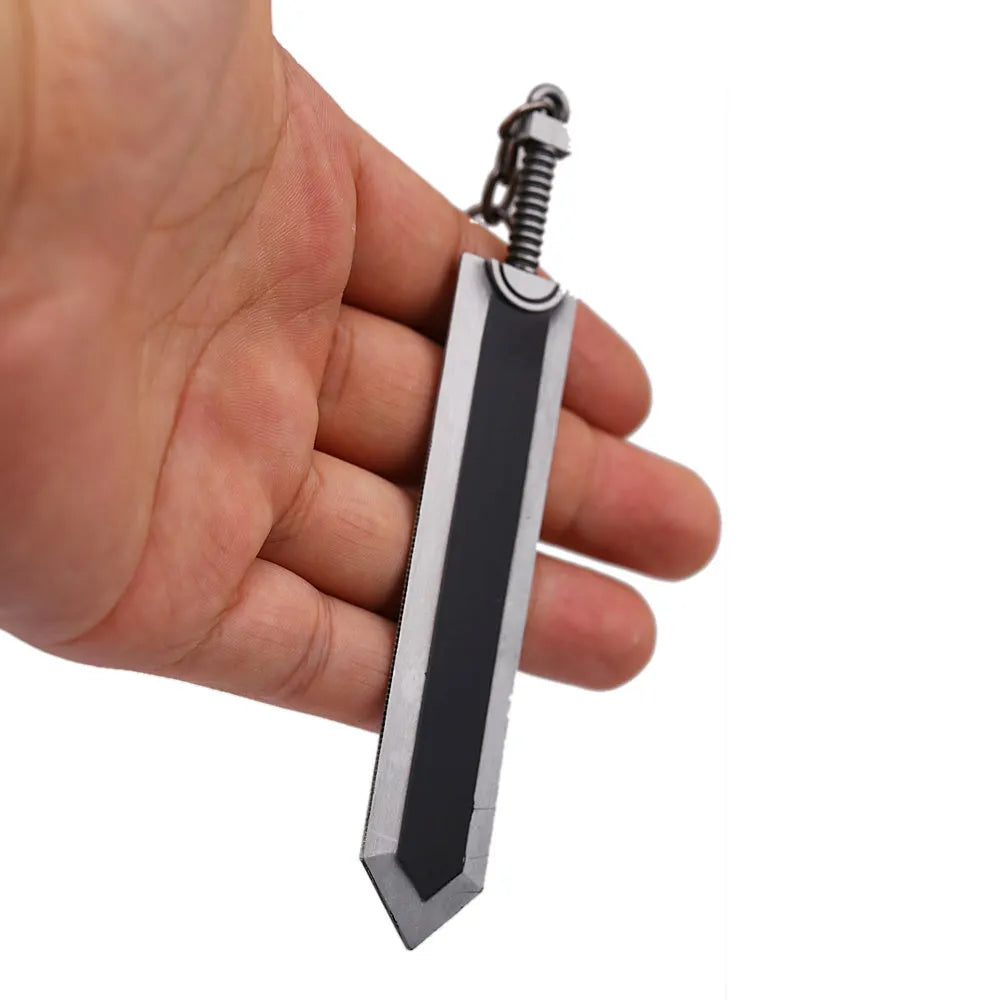 Sword Wind Legend keychain pendant in black zinc alloy, about 2.0x12cm and 35g, in OPP bag.