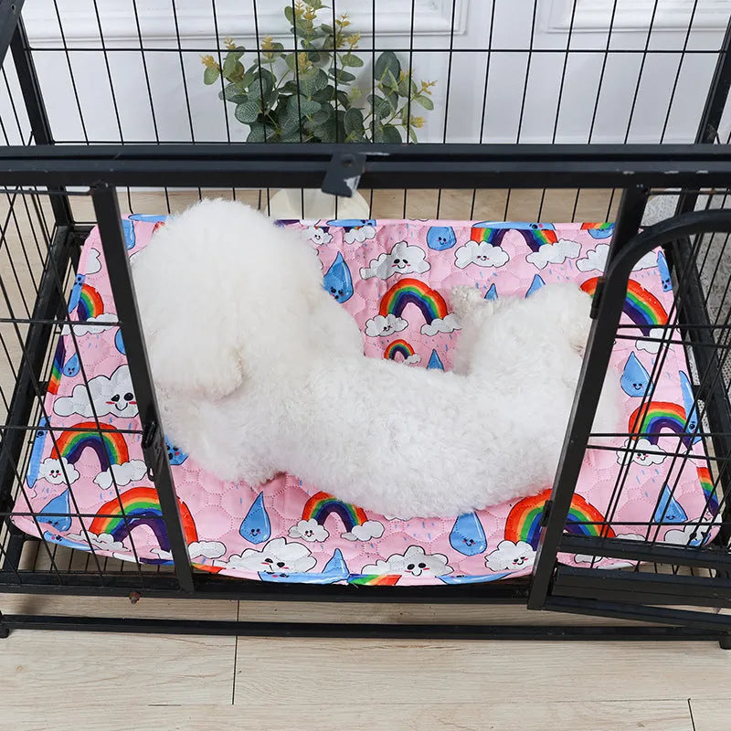 Reusable washable pet urine pad with waterproof backing in animal print design