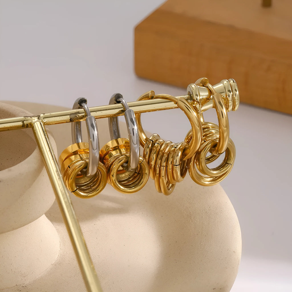 Stainless steel colour matching earrings with electroplated finish in modern ins style