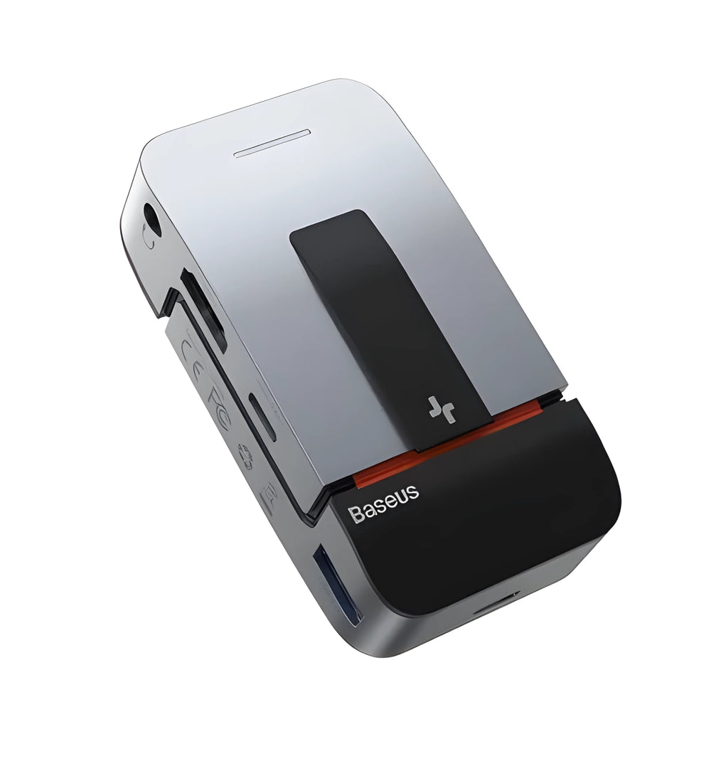 Mecha Era space grey aluminium alloy multifunctional HUB with USB3.0, HDMI, RJ45, Type-C and 3.5mm audio ports