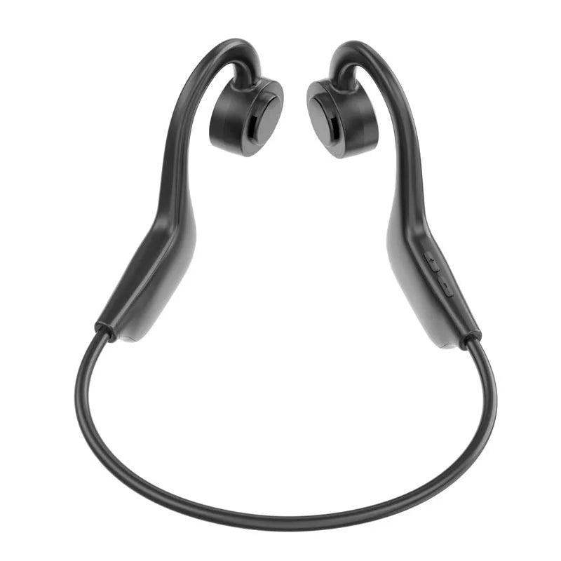 Black true wireless ear-mounted sports Bluetooth headset with hanging design