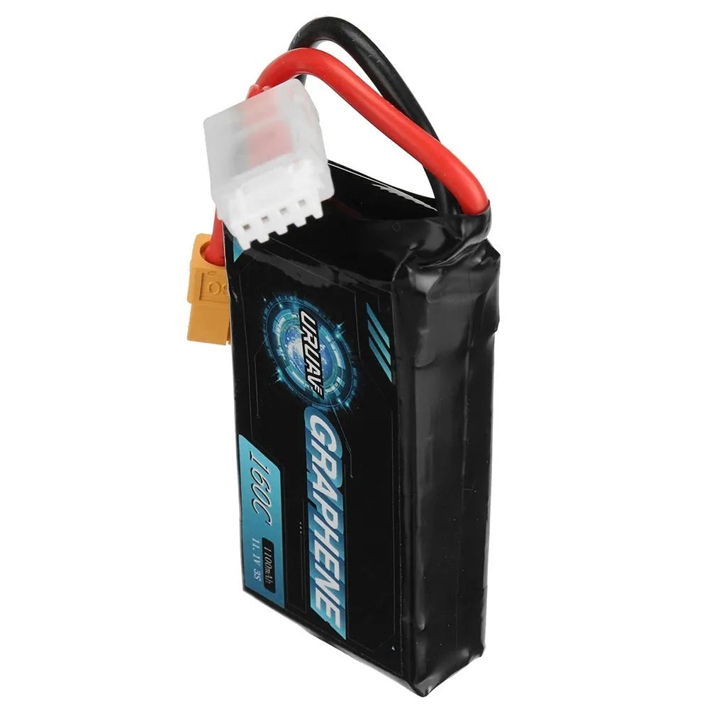 7.4V 1200mAh lithium battery for RC cars and boats measuring 15x36x70mm