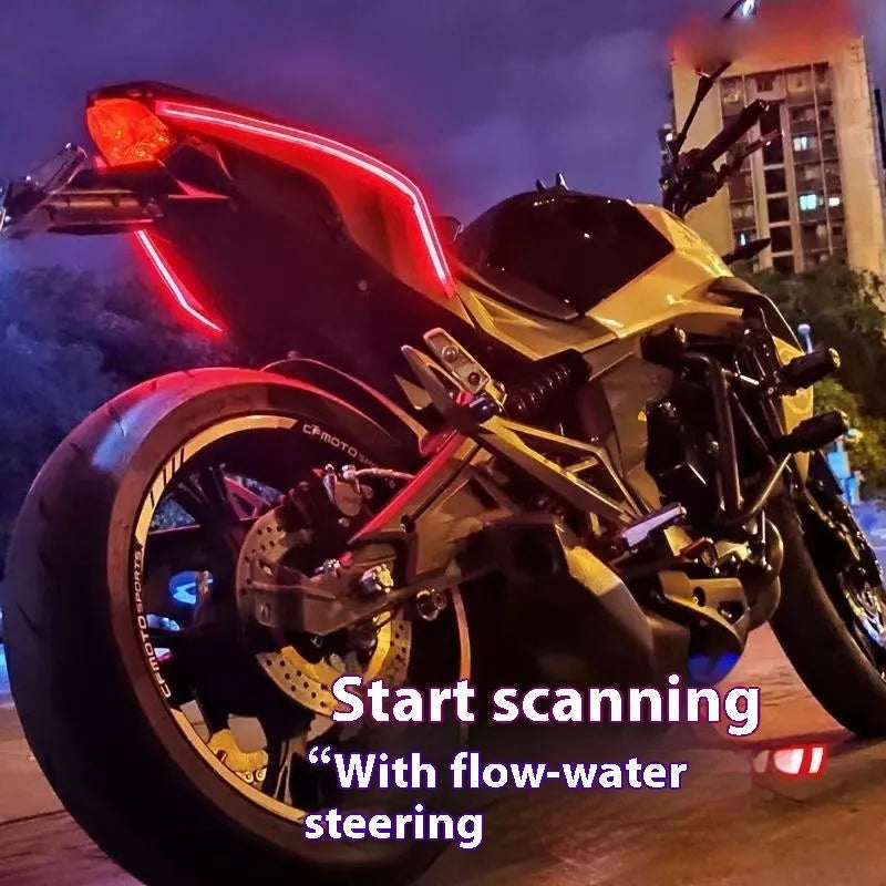 Motorcycle running water steering ambience light showing colour transition effects on handlebars