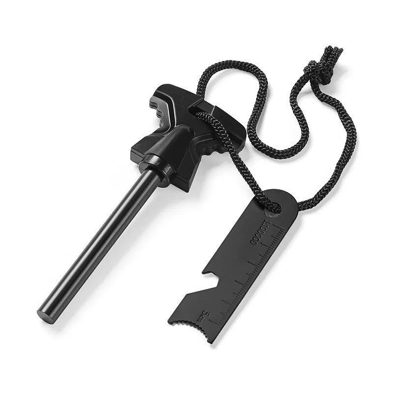 Butterfly-shaped point firestone survival tool with bottle opener made from stainless steel