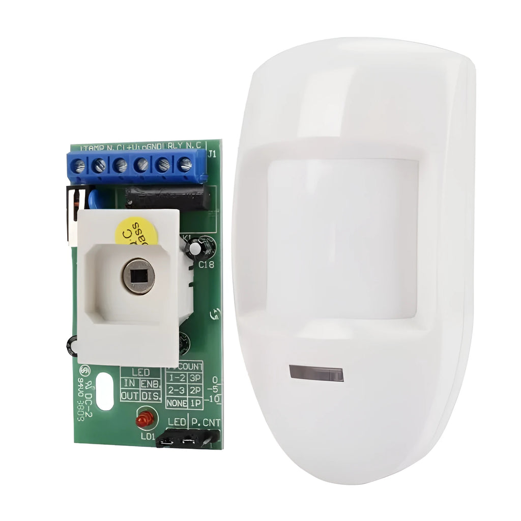 White wired PIR motion sensor wall mounted with 120 degree detection angle for home security system