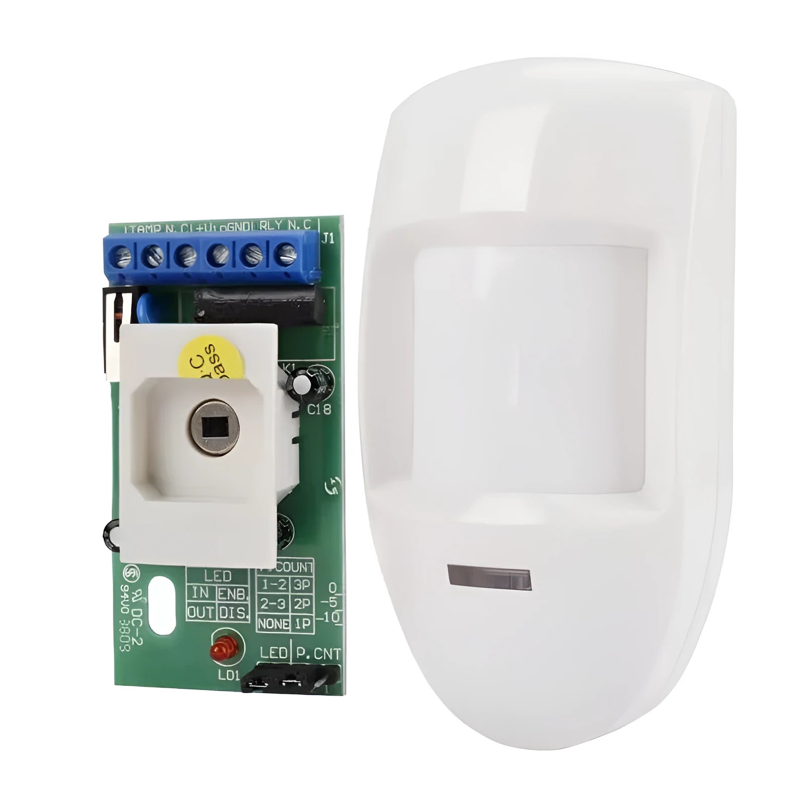 White wired PIR motion sensor wall mounted with 120 degree detection angle for home security system