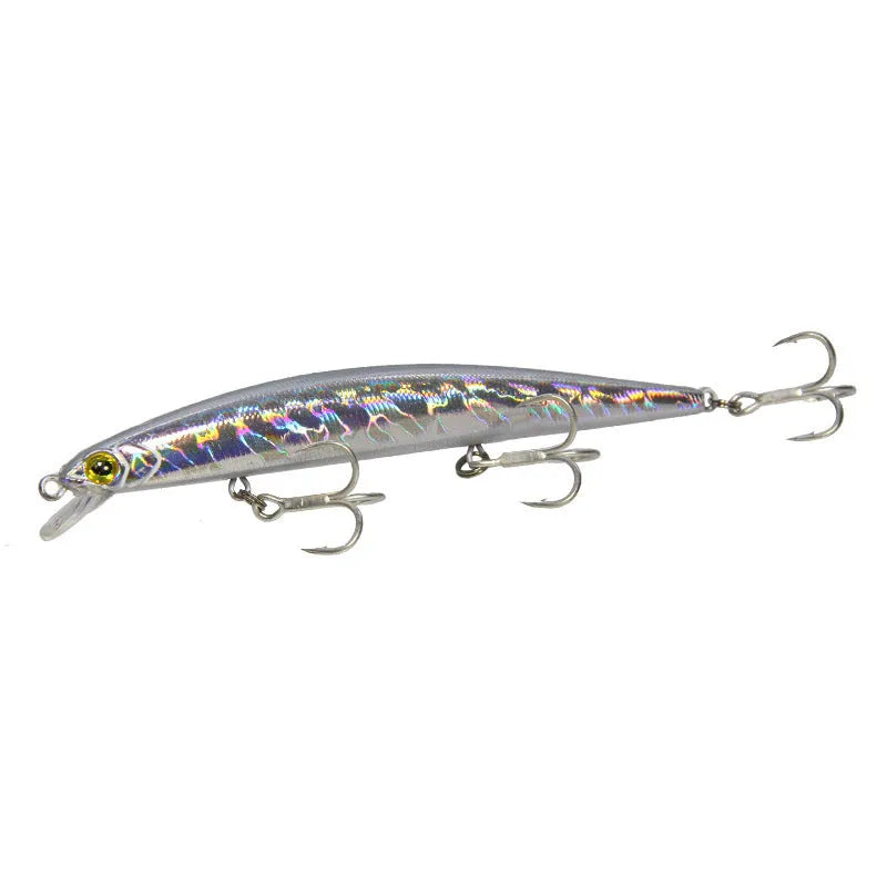 Topwater fishing lure ABS plastic 11.5cm 11g with treble hook in Silver Bar colour