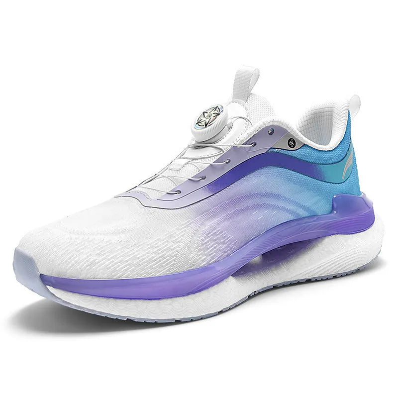 Men's breathable mesh running shoes in high-top design with buckle closure