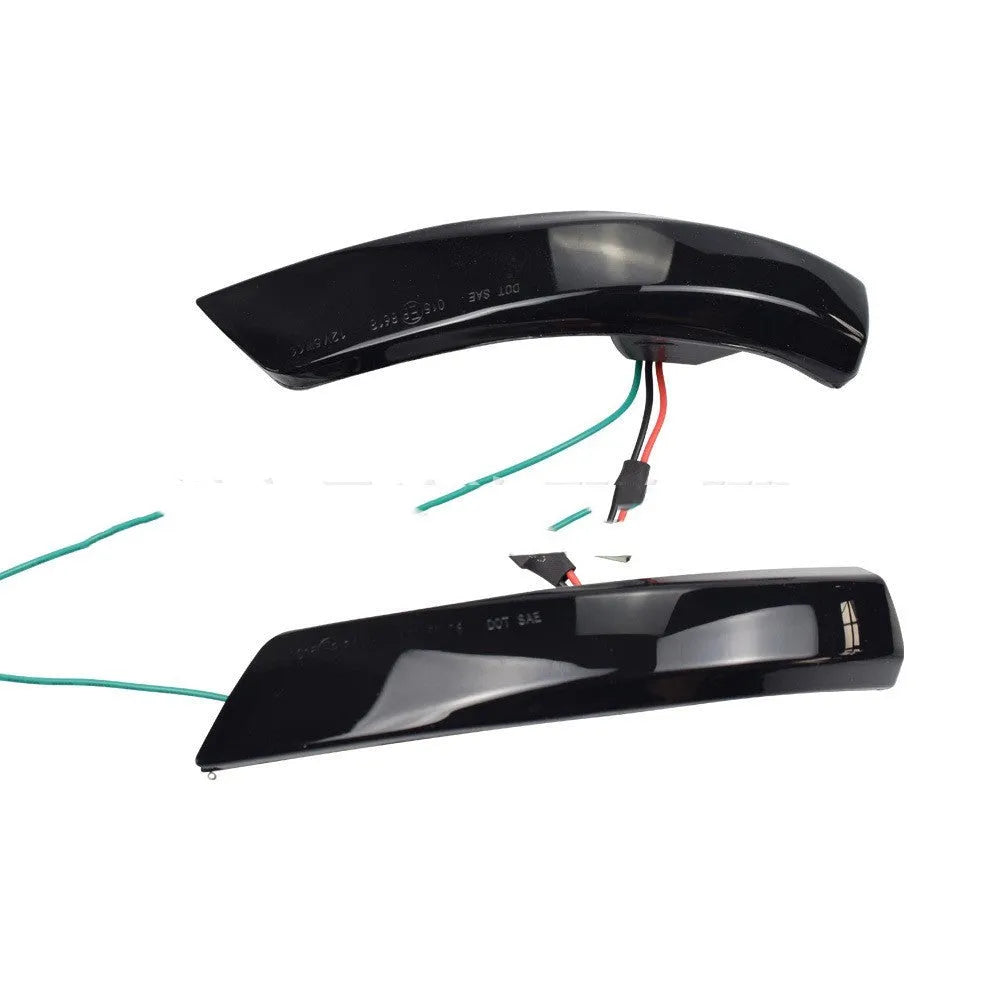 Ford Focus rearview mirror waterfall light accessory in ABS with yellow or yellow/blue LED options