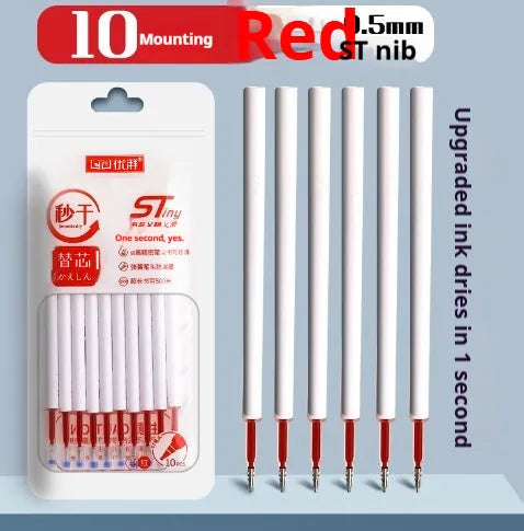 Quick-drying gel pen refills in four colours with 500m writing capacity