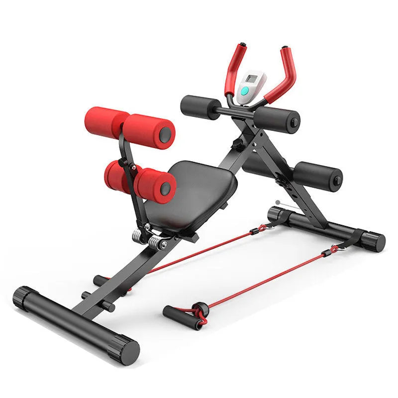 Home female belly training waist-shaping machine with metal frame, black ribbon drawstring, 113x30x70cm