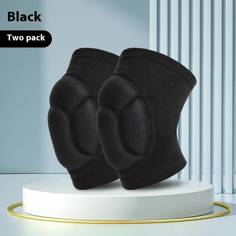 Black and blue thick sponge volleyball and dance kneepad for knee protection.