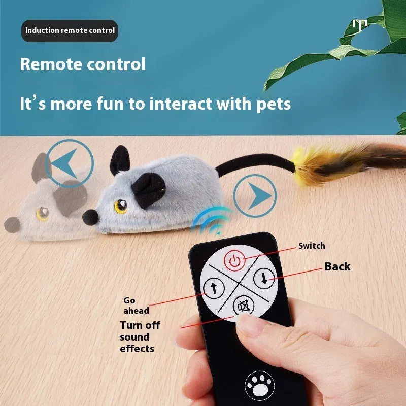 Remote control electric plush mouse cat toy with USB charging cable