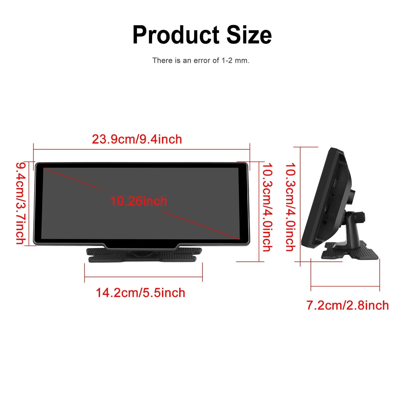 10.26-inch car DVR dashboard camera with rear view camera and smartphone connectivity