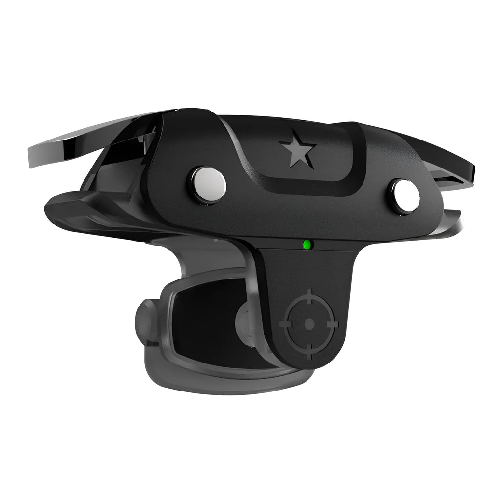 Black F5 Bluetooth wireless game controller with phone clip for mobile gaming