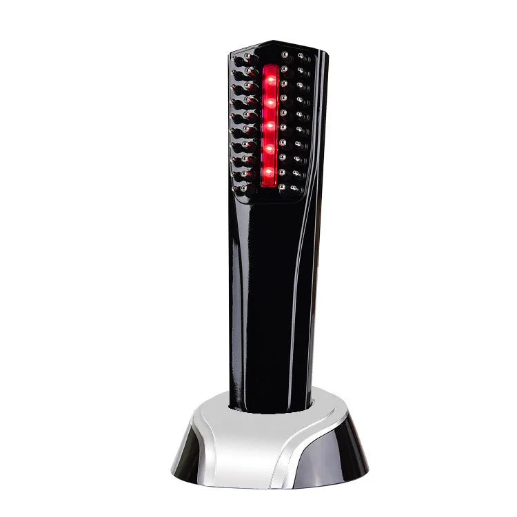 Black ABS vibration far-infrared hair care massage comb with USB power, 15-20cm length, 203*53*42mm specification