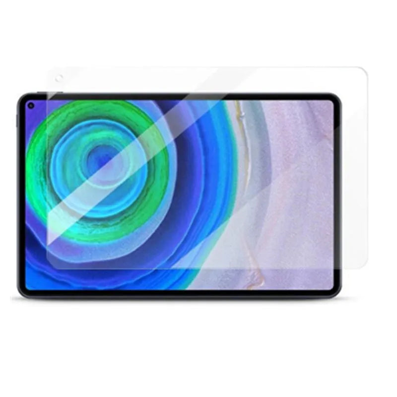 Tempered glass screen protector for Huawei MatePad 10.4, 10.8 and 12.6 inch tablets shown against a tablet.