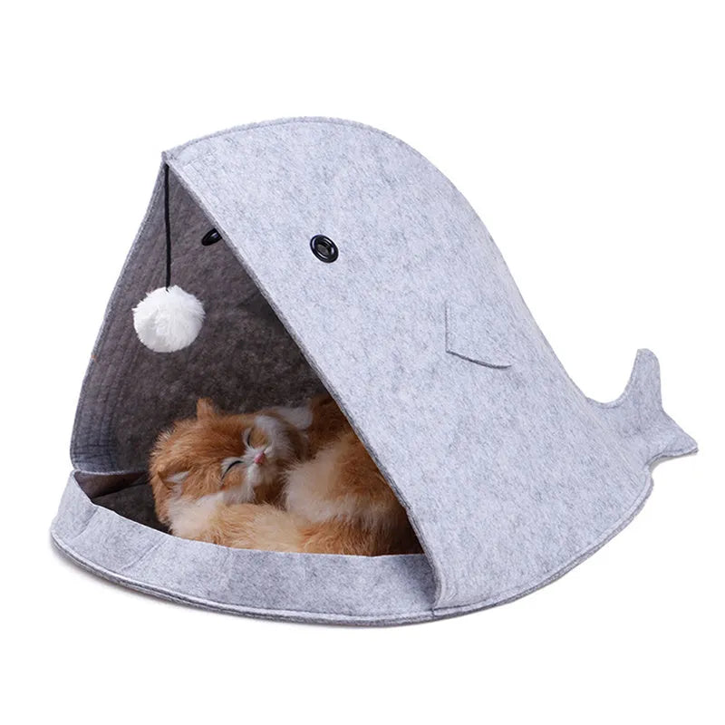 Foldable felt pet nest 40x40x50cm in grey colour with removable cover