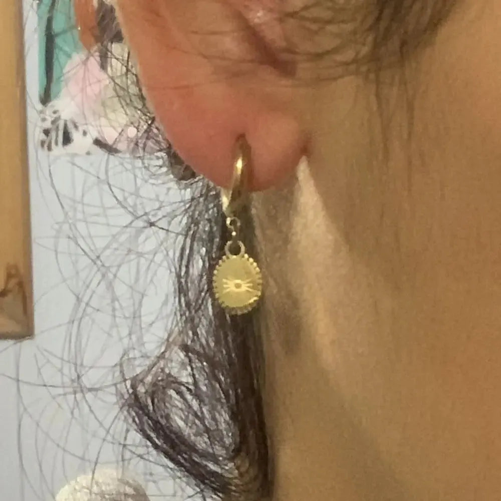 Women's stainless steel geometry earrings with ellipse design in XY-EH005 colour