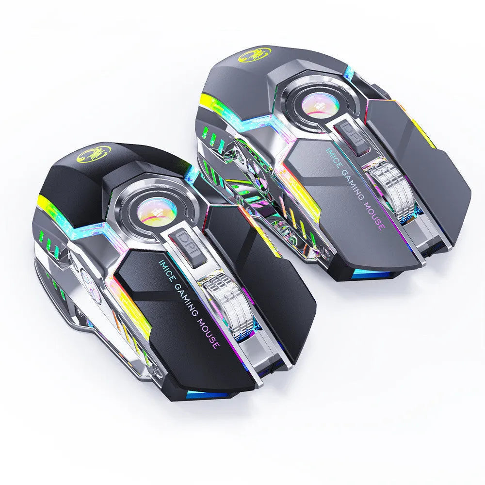 7-button 2.4G wireless gaming mouse, 3200dpi, RGB streamer, 120x78x35mm, black or grey