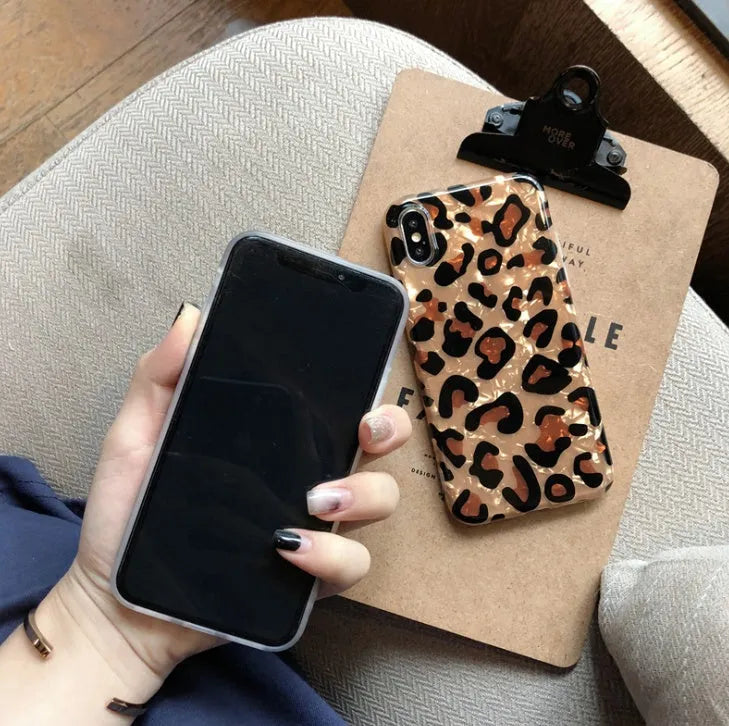 Colourful leopard print silicone and TPU phone case for iPhone models