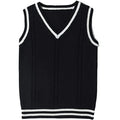 Women's slim fit V-neck waistcoat sweater with striped stitching detail in acrylic fabric