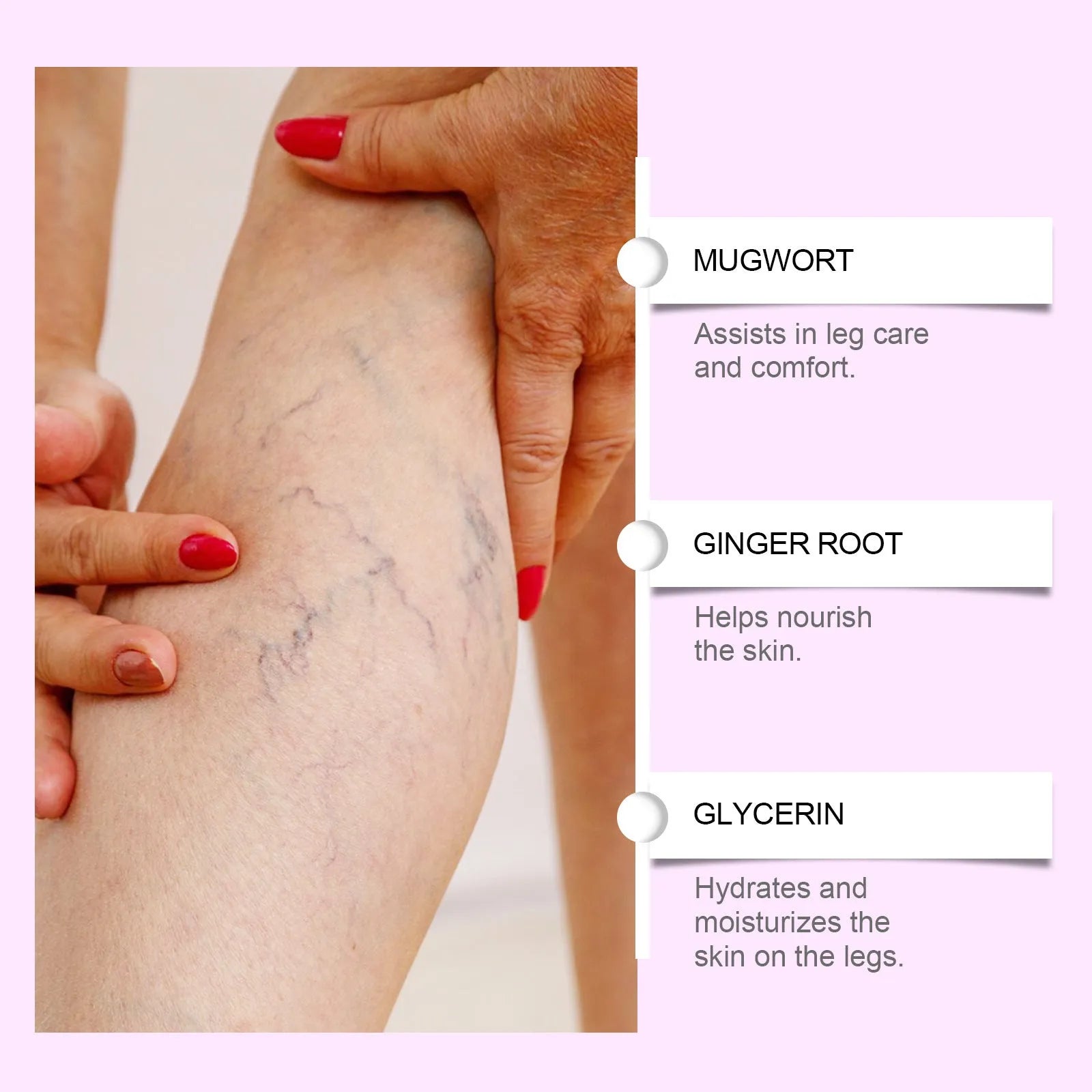 Leg care micro needle patch set containing four patches with moxa leaf and ginger root formula