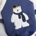 Dark blue fleece-lined cotton winter jacket for a large dog on a mannequin.