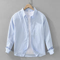 Men's Japanese cotton linen long sleeve blouse cardigan loose fit casual top in dark gray colour