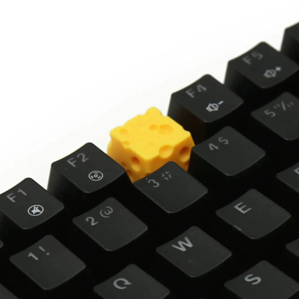 Yellow resin cheese-themed key cap for mechanical keyboards with Cherry MX compatibility