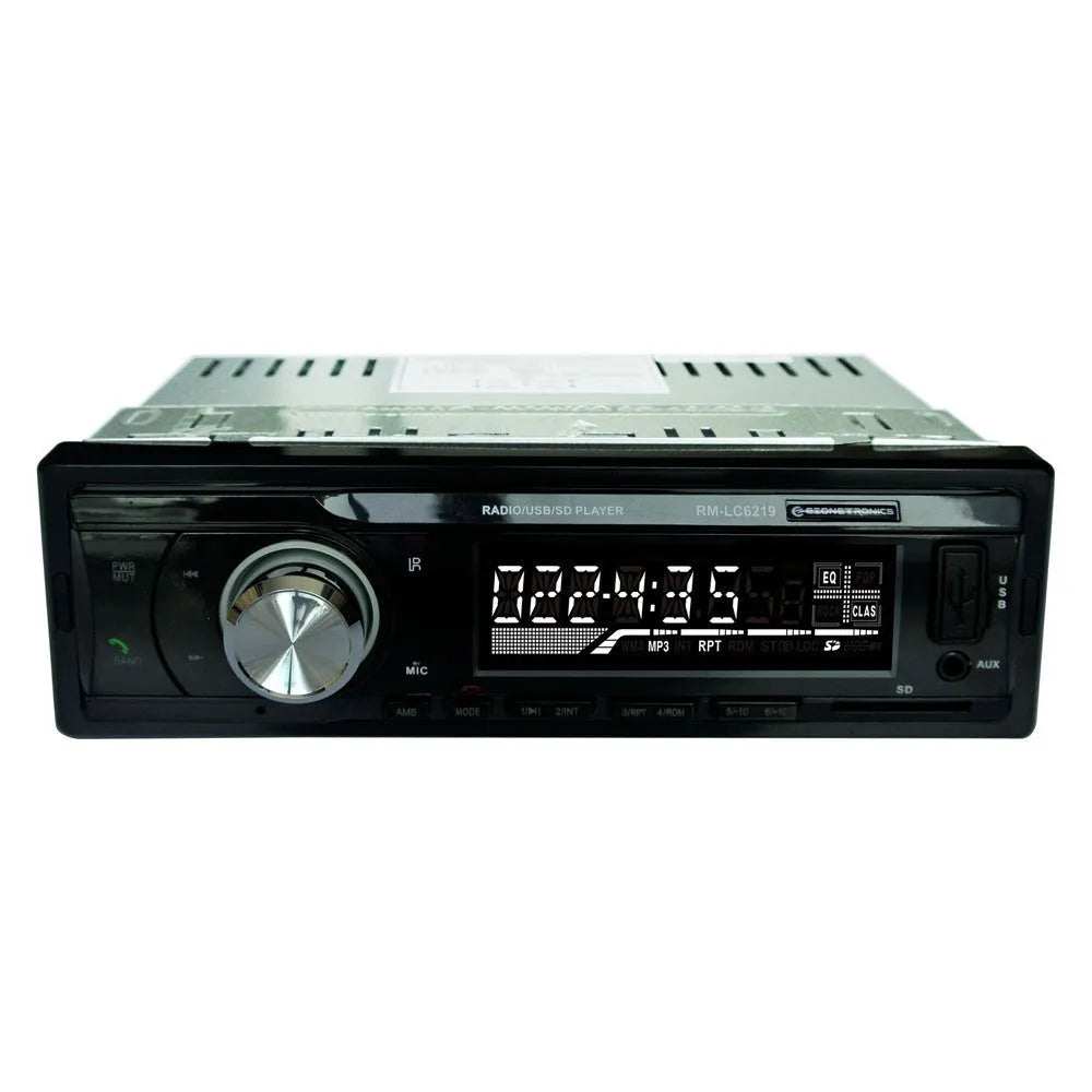 EZONETRONICS car stereo receiver with Bluetooth, USB port, SD slot, and aux input on front panel