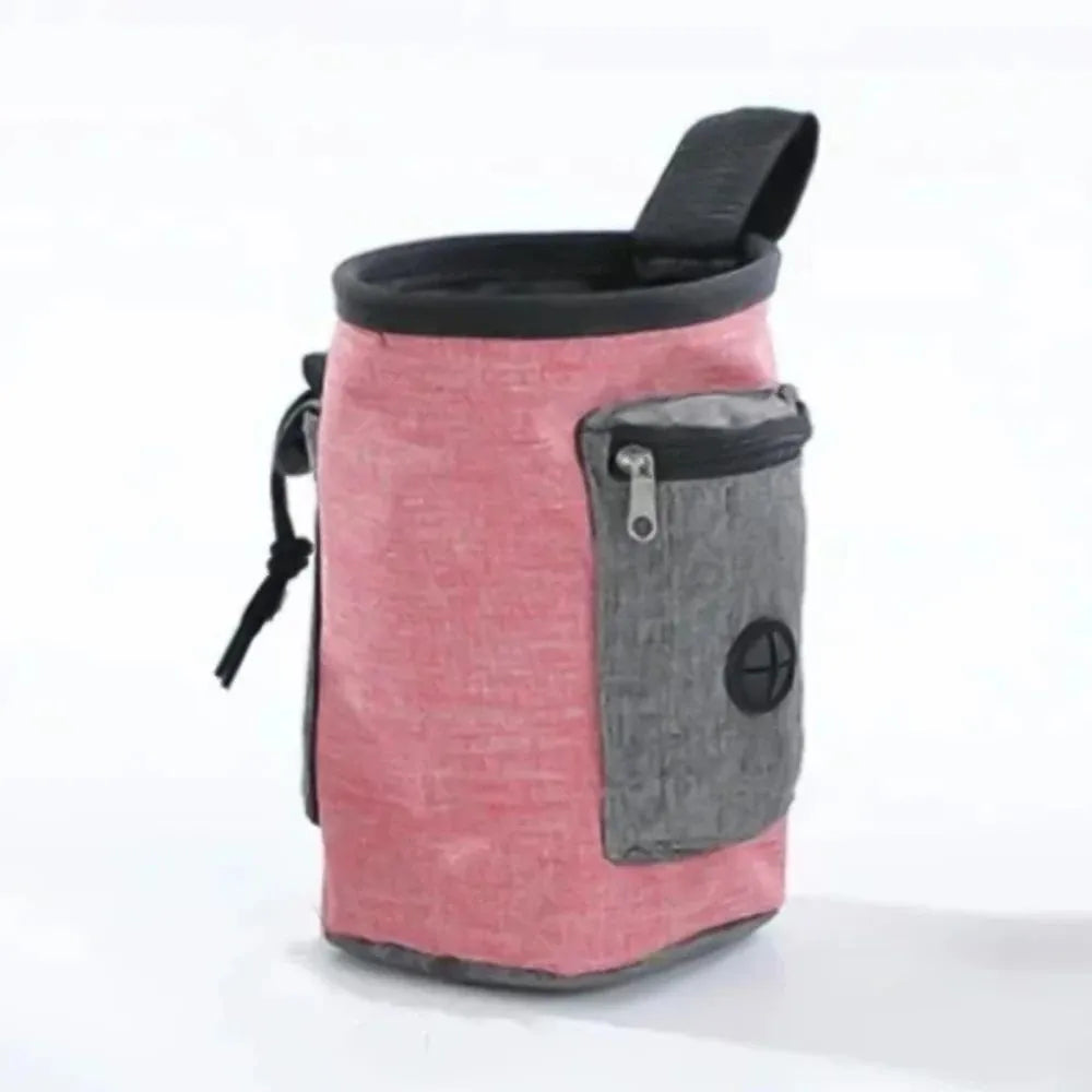 Adjustable pet waist bag in blue with waterproof cloth and plastic side clip