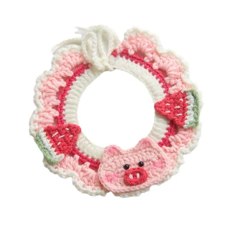 Handmade cotton embroidery scarf for small dogs with collar attachment in various colour options