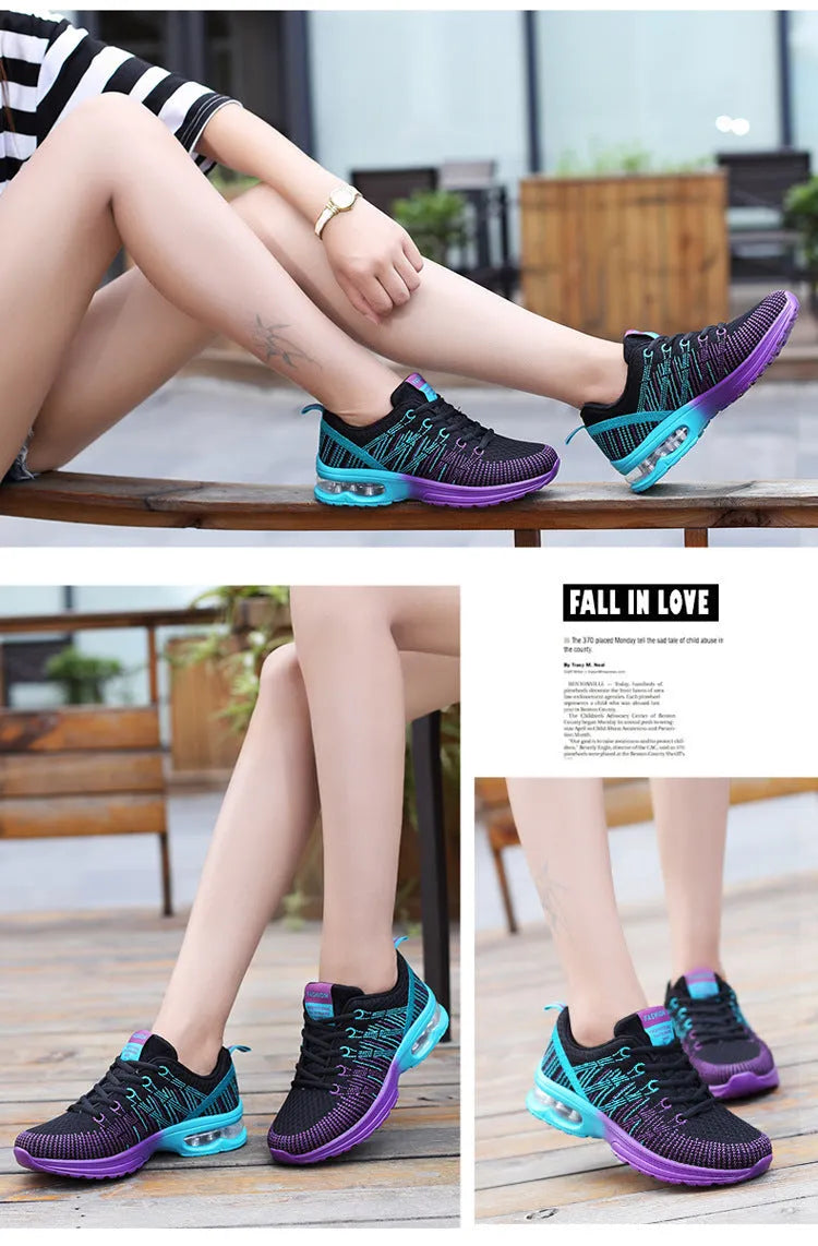 Women's casual lace-up sneakers in black with breathable mesh upper and PU insole, low heel, side view