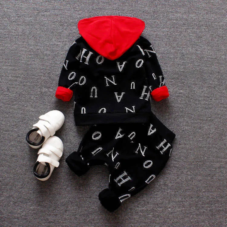 Children's clothes set with long sleeve top in red or white colours