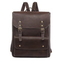 Korean style retro backpack in soft PU leather showing ventilation features and retro design elements