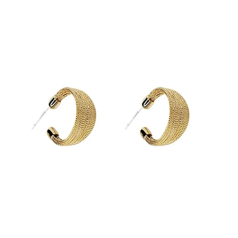 Geometric copper bracelet earrings with gold and silver electroplating options including stud and clip styles