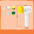 Electric kitchen cleaning brush with replaceable nylon and sponge brush heads for stove and range hood cleaning