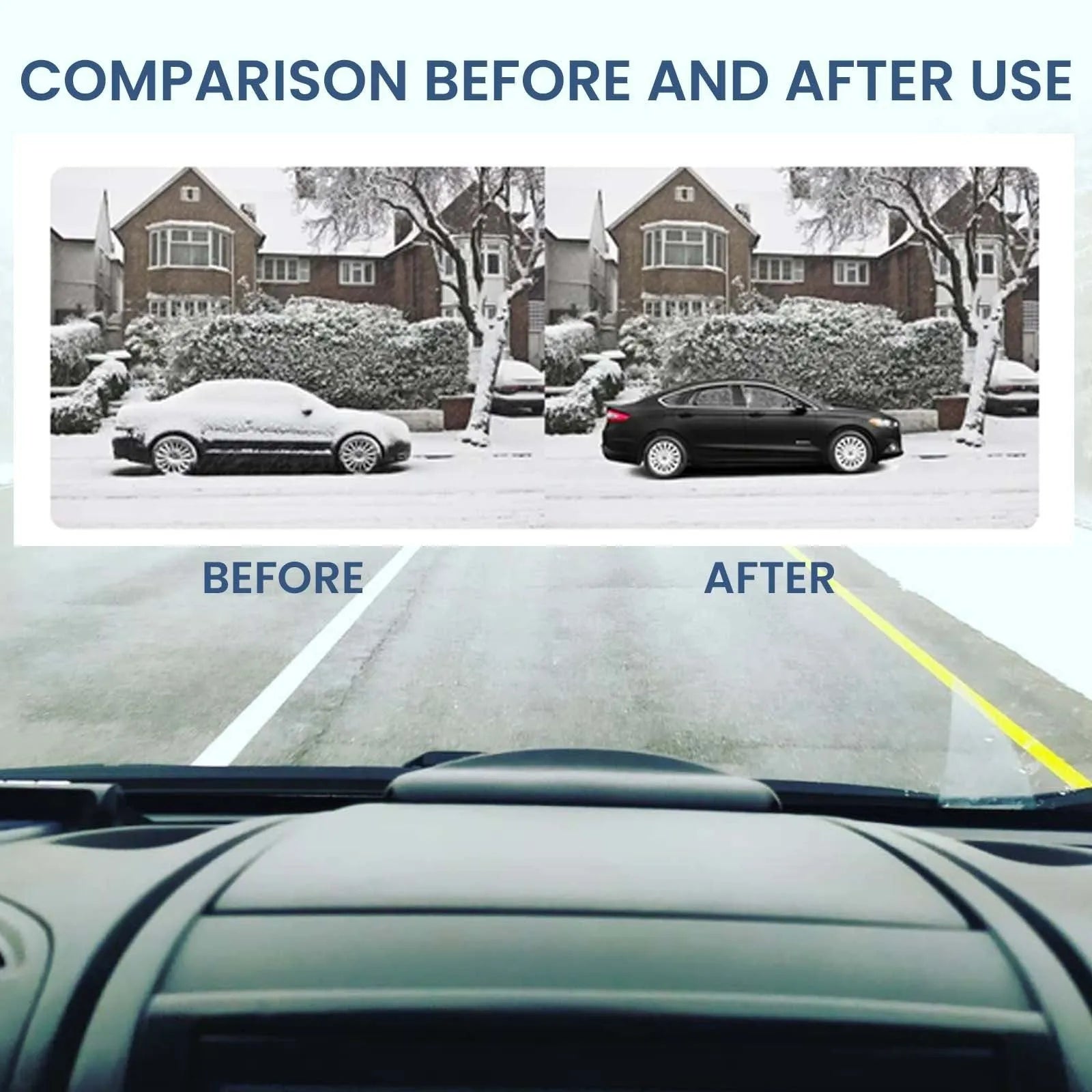 Black car de-icer tool for snow removal, shown with dimensions of 5 cm by 2.6 cm.